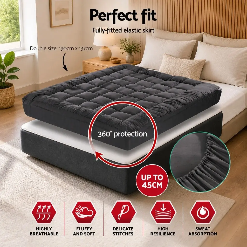 Mattress Topper Cooling Pad Double Bed 5cm Thick Grey
