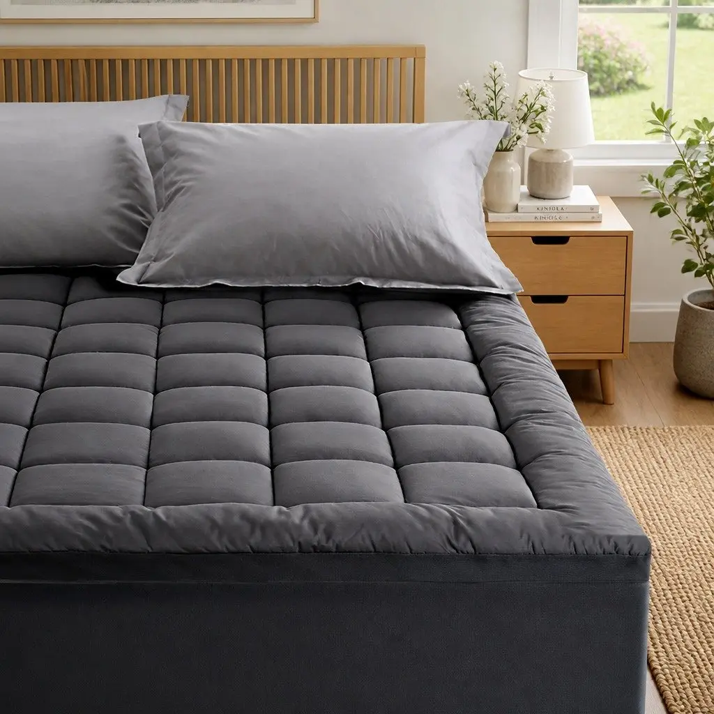 Mattress Topper Pillowtop Pad Queen Bed 5cm Deep Pocket Grey