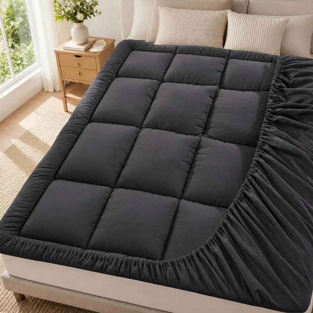 Mattress Topper Pillowtop Pad Queen Bed 5cm Deep Pocket Grey
