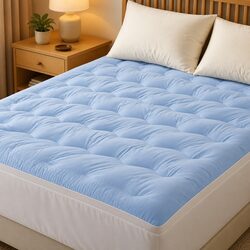 Pillowtop Mattress Topper 5cm Reversible Cooling Coral Fleece Double Bed Pad