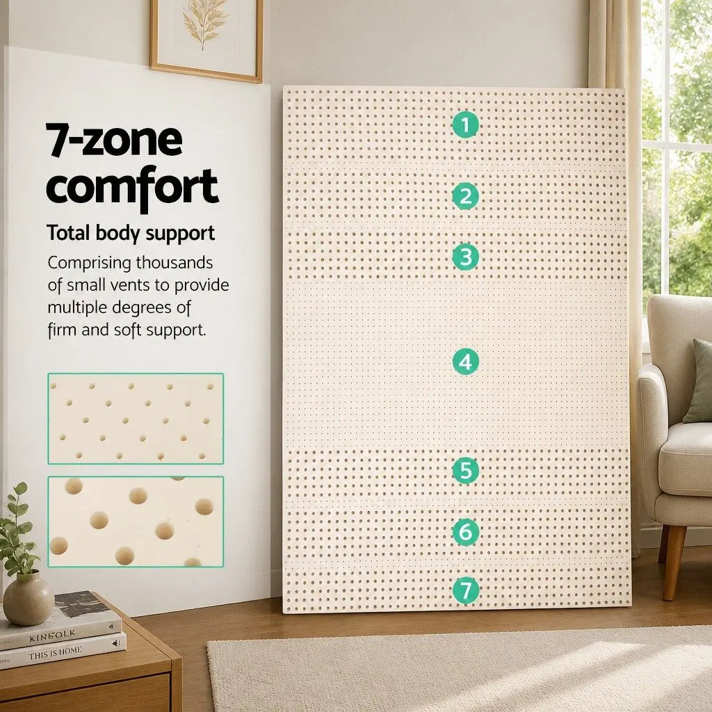 Latex Mattress Topper 5cm Thick Double Bed Pad Cooling White