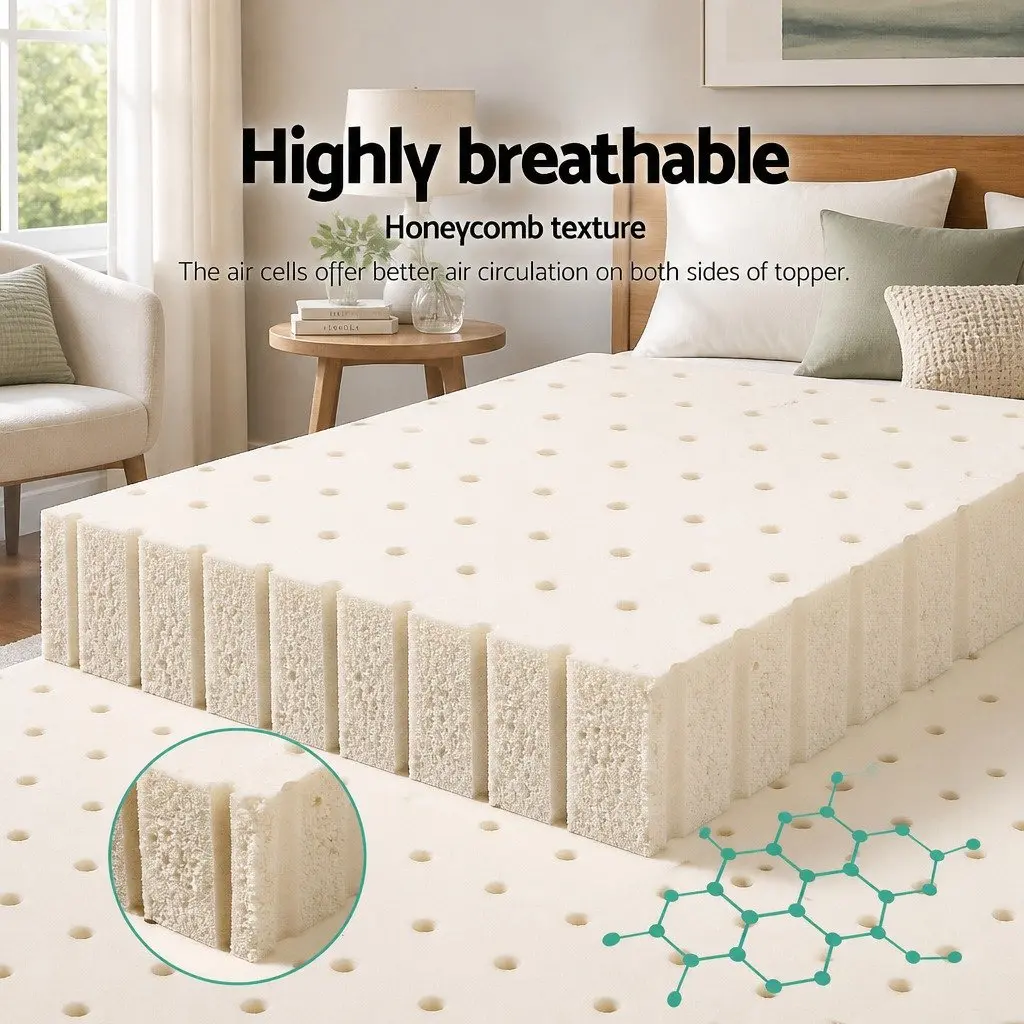 Latex Mattress Topper 5cm Thick Double Bed Pad Cooling White