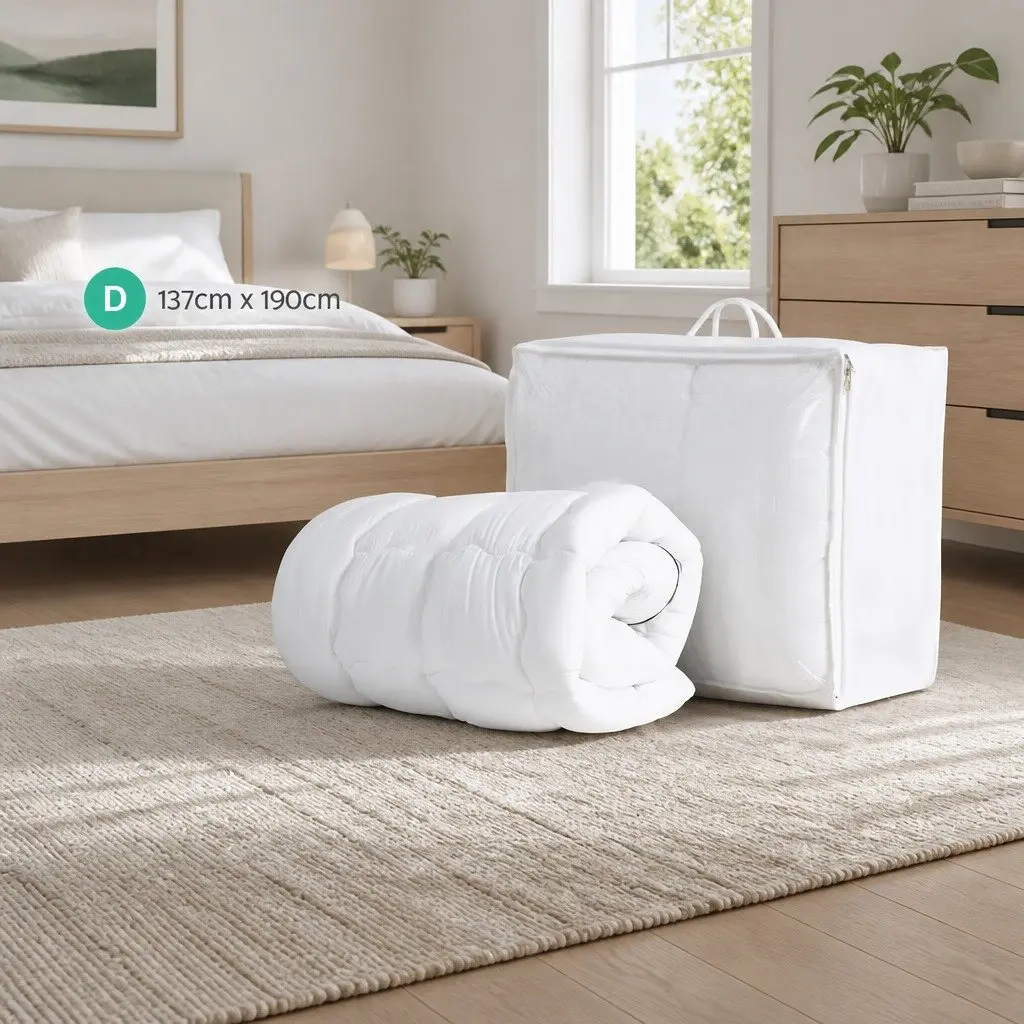 Mattress Topper Pillowtop 5cm Thick Double Bed Pad White Machine Washable Breathable