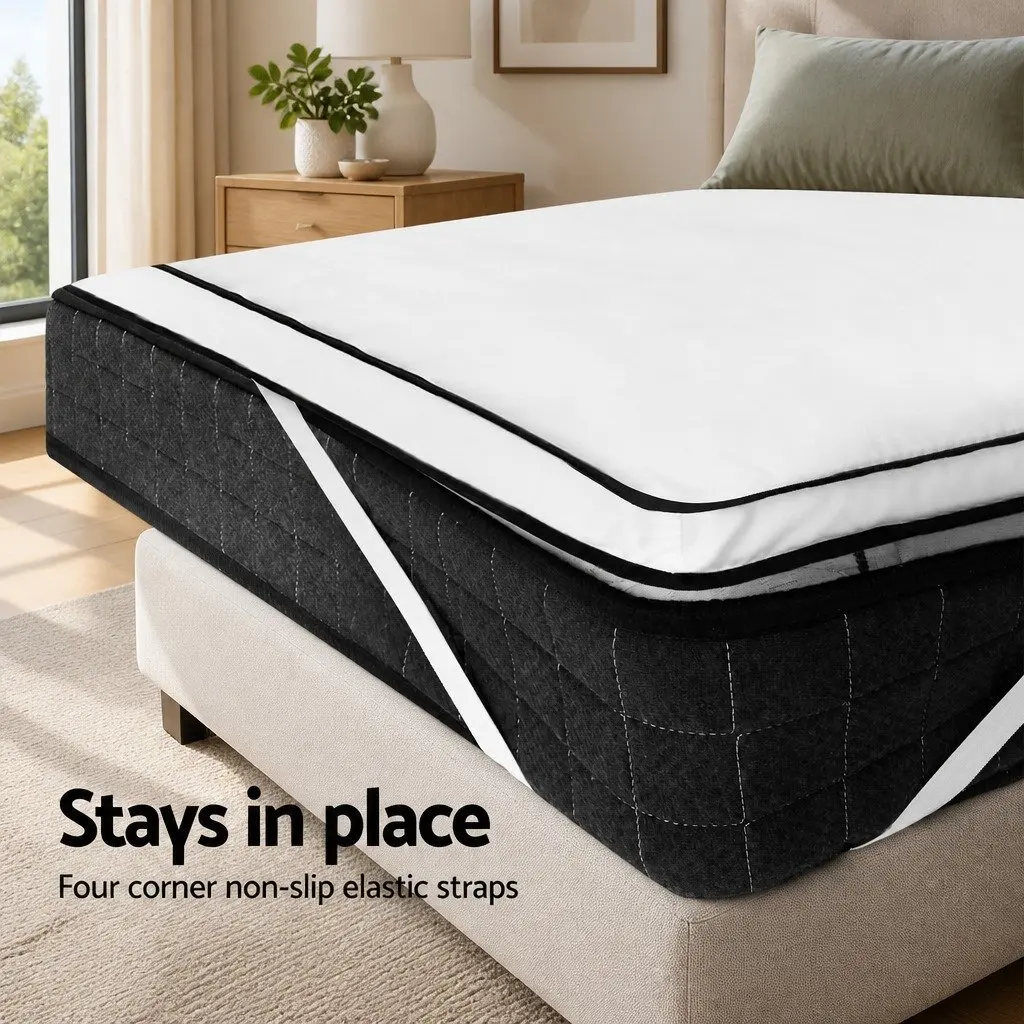 Mattress Topper Pillowtop 5cm Thick Double Bed Pad White Machine Washable Breathable