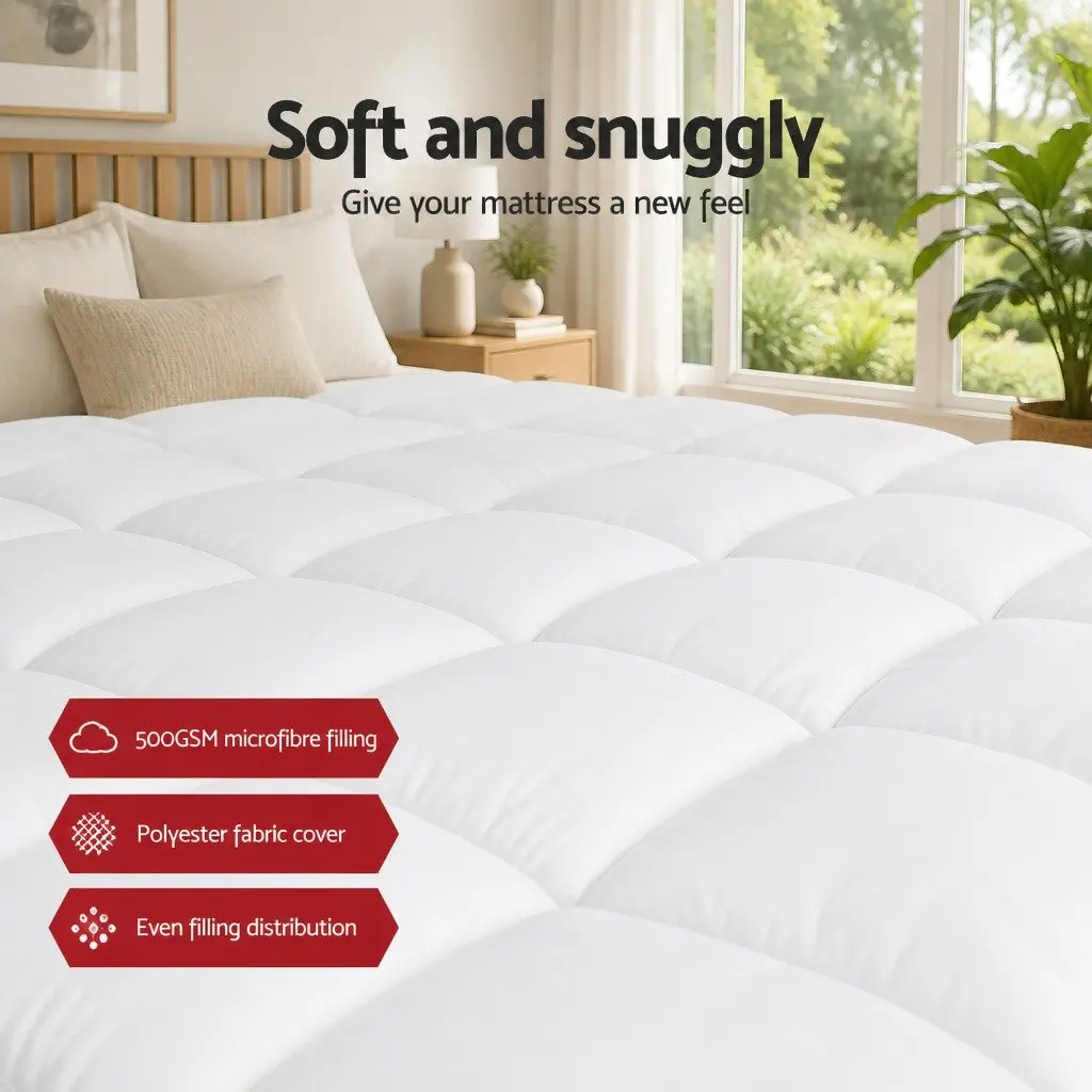 Mattress Topper Pillowtop 5cm Thick King Single Breathable Microfibre White