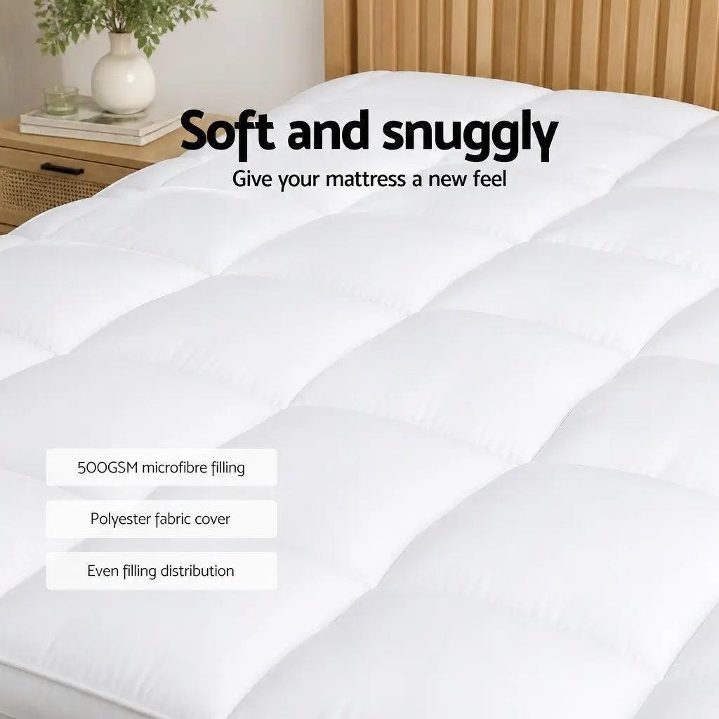 Mattress Topper Breathable Microfibre 5cm Single Bed Pad White