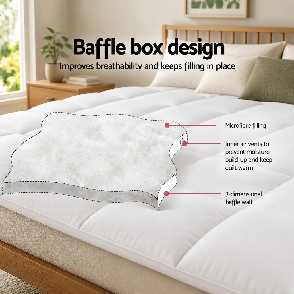 Mattress Topper Breathable Microfibre 5cm Single Bed Pad White