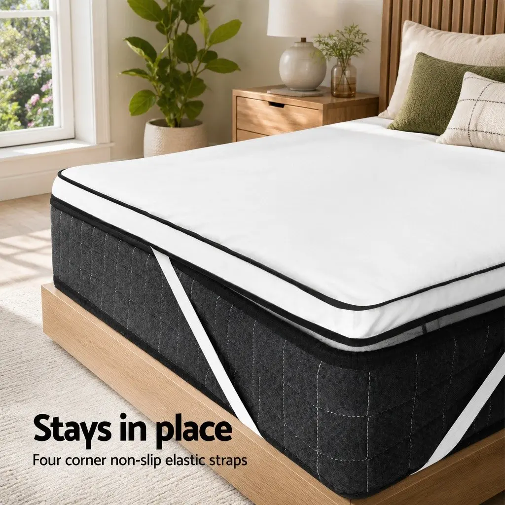 Mattress Topper Breathable Microfibre 5cm Single Bed Pad White