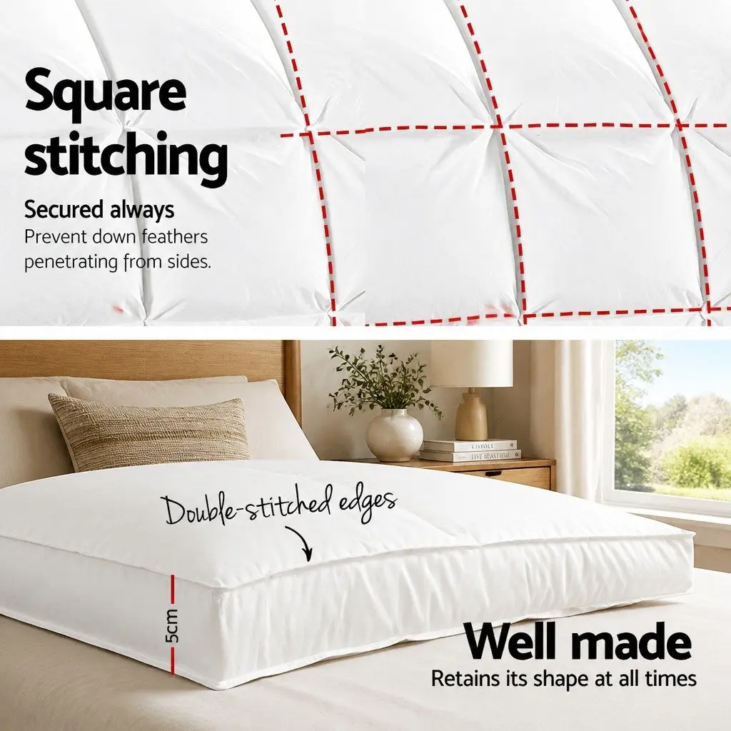 Pillowtop Mattress Topper 5cm Thick Double Bed Pad White Microfibre Filling Fitted