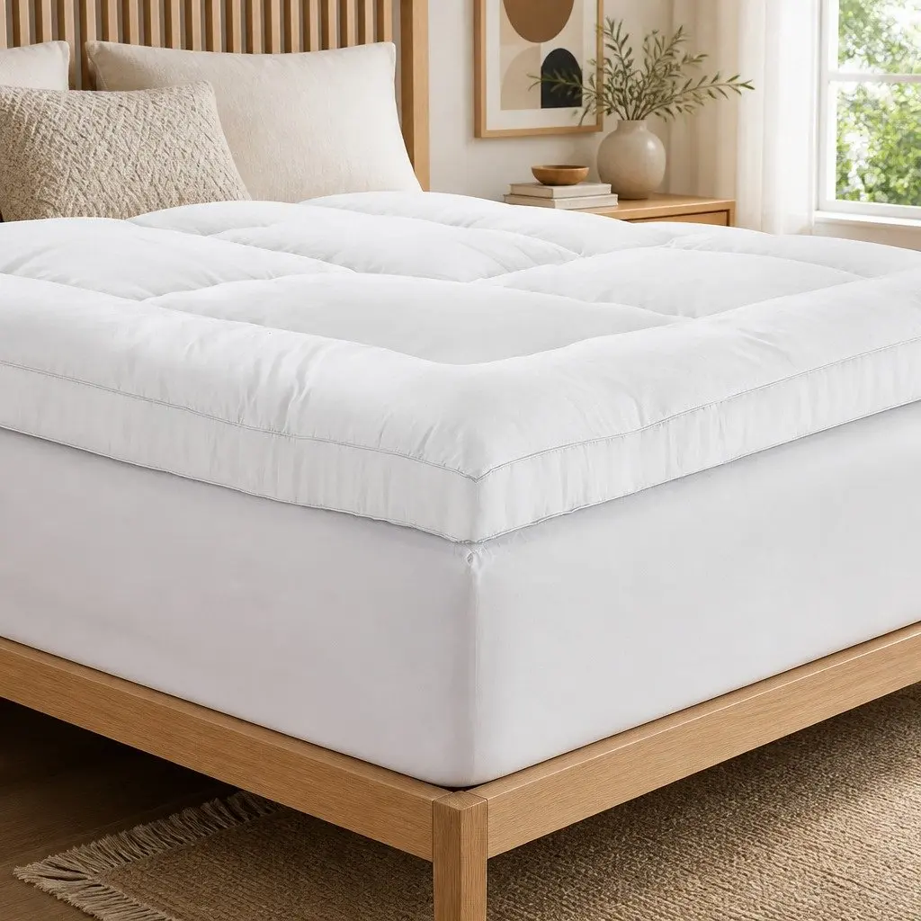 Mattress Topper Pillowtop 5cm Thick Queen Size White Microfibre