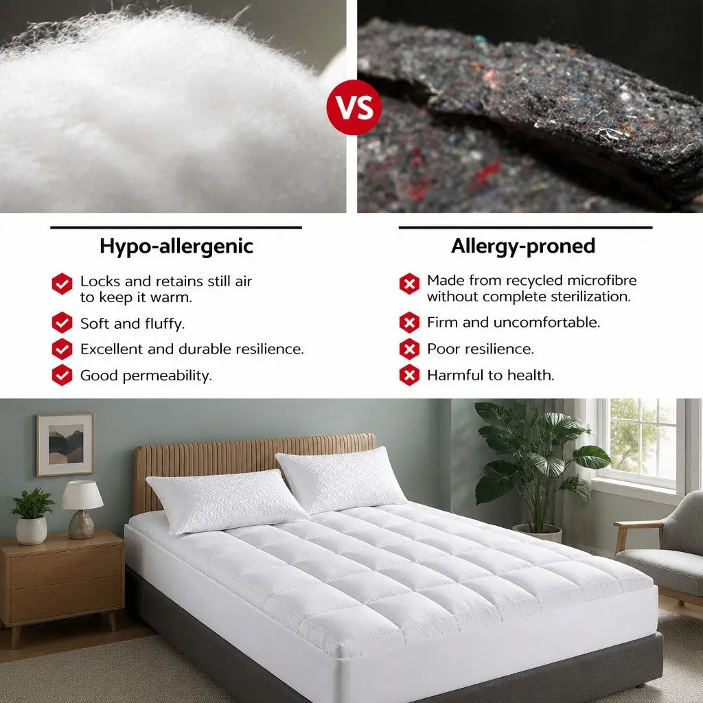 Pillowtop Mattress Topper Single Bed 5cm Thick Microfibre Filling White