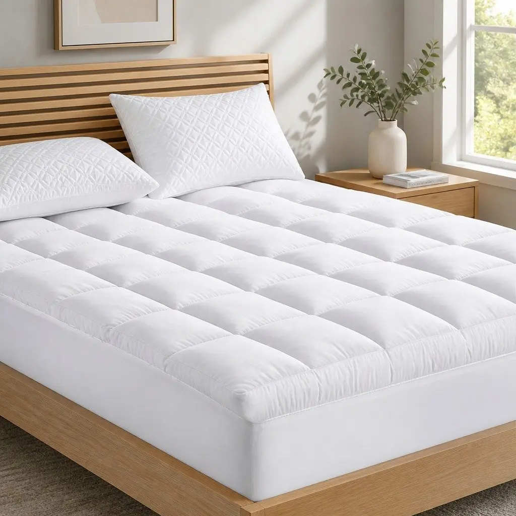 Pillowtop Mattress Topper Single Bed 5cm Thick Microfibre Filling White