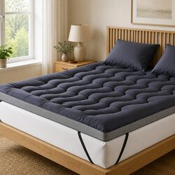 King Pillowtop Mattress Topper 5cm Bamboo Polyester Fibre Pad Breathable