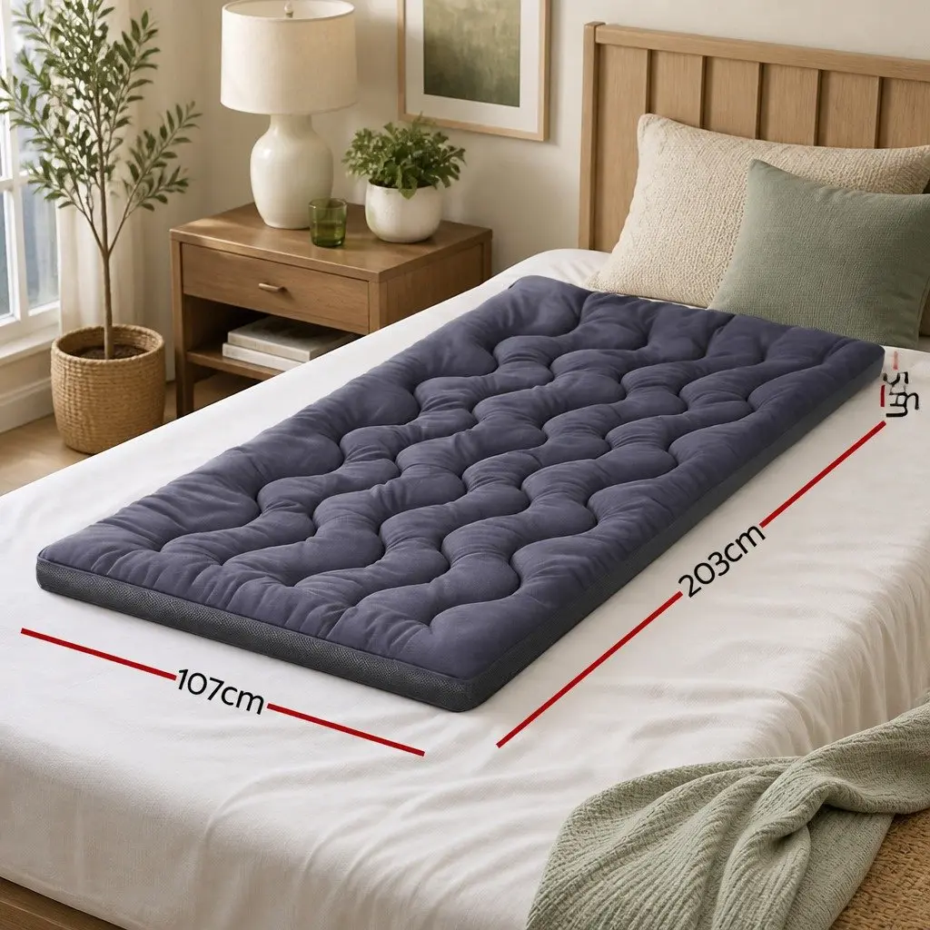 Pillowtop Mattress Topper 5cm King Single Bed Pad Washable Breathable Fibre