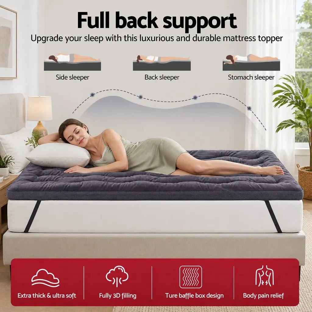 Pillowtop Mattress Topper 5cm King Single Bed Pad Washable Breathable Fibre