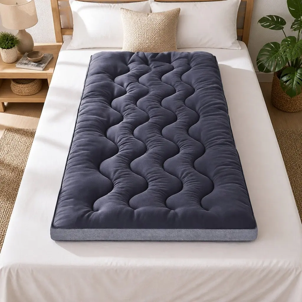 Mattress Topper Pillowtop 5cm Single Bed Pad Breathable Grey