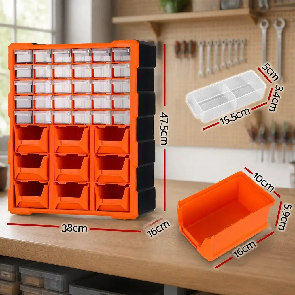 39-Drawer Tool Organizer Hardware Storage Cabinet Multi-Compartment Workbench