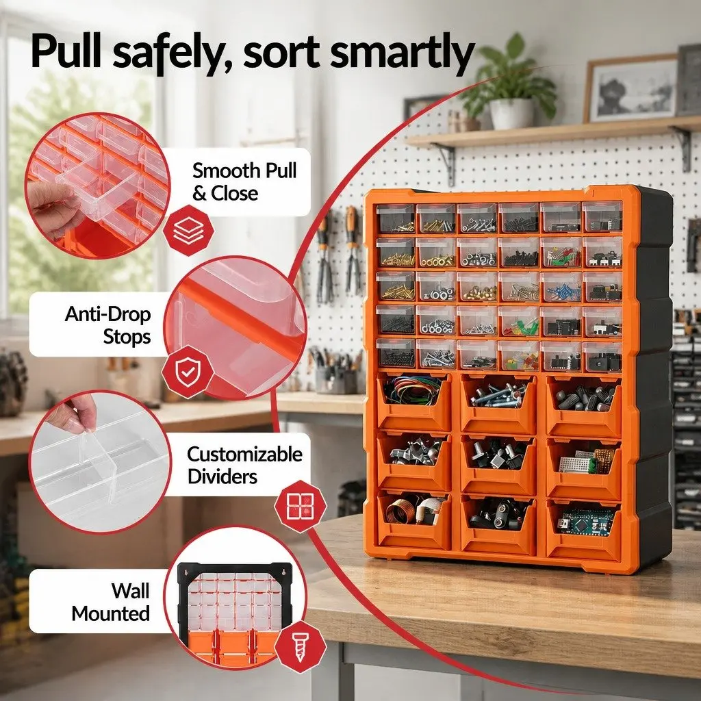 39-Drawer Tool Organizer Hardware Storage Cabinet Multi-Compartment Workbench