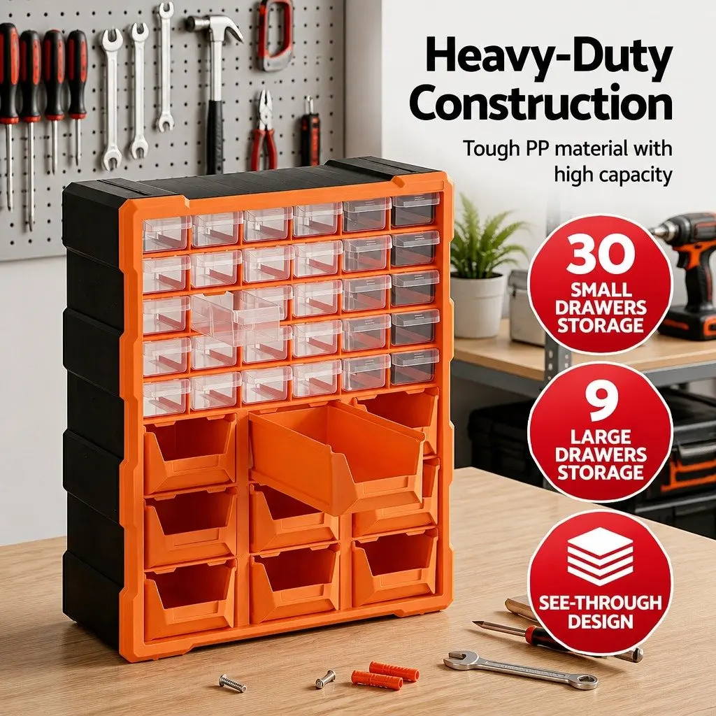 39-Drawer Tool Organizer Hardware Storage Cabinet Multi-Compartment Workbench