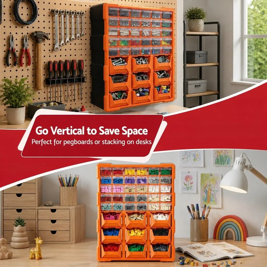 39-Drawer Tool Organizer Hardware Storage Cabinet Multi-Compartment Workbench
