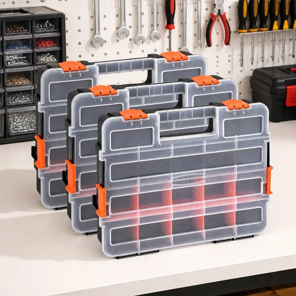 3 Pack Tool Box Organizer Small Parts Hardware Storage Boxes with Latches