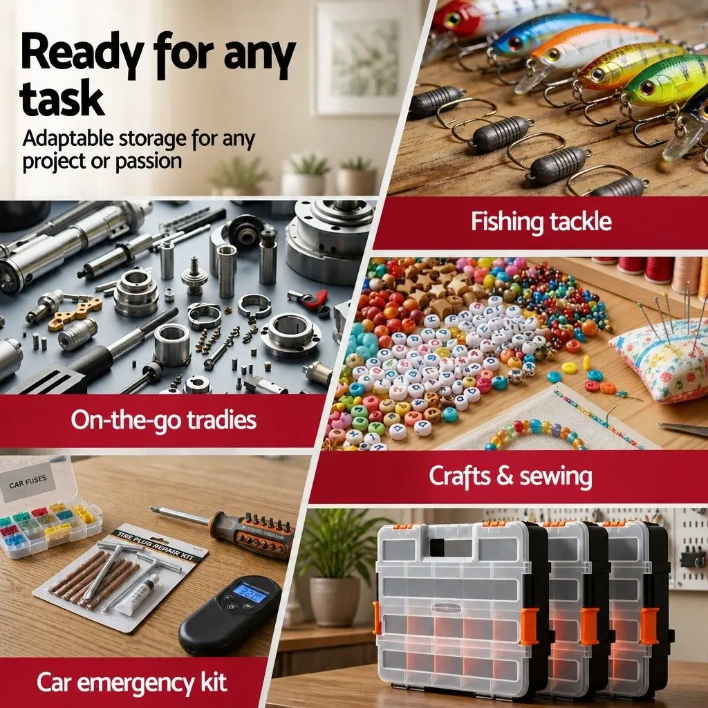3 Pack Tool Box Organizer Small Parts Hardware Storage Boxes with Latches