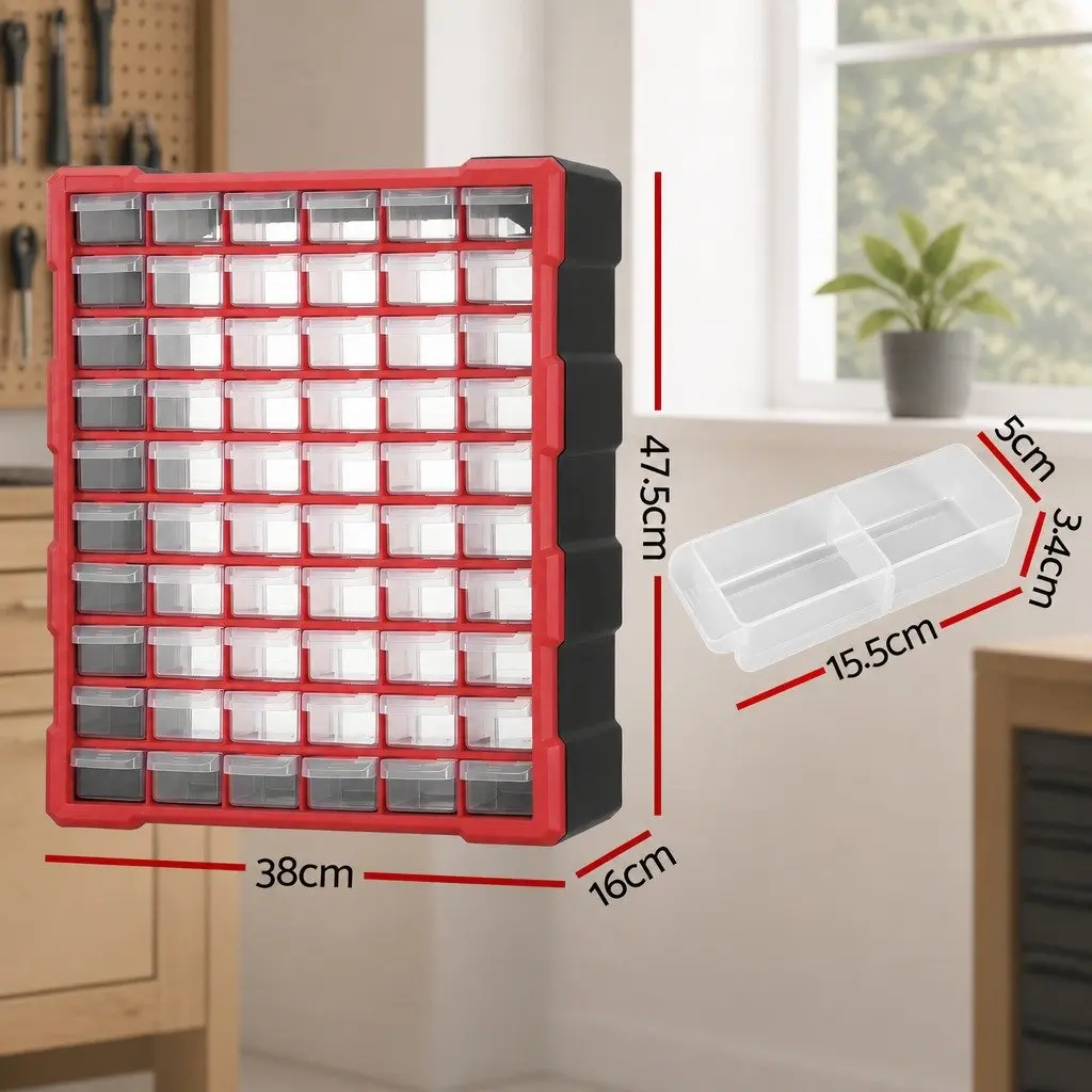 60-Drawer Tool Storage Cabinet Small Parts Organizer Wall-Mount Stackable
