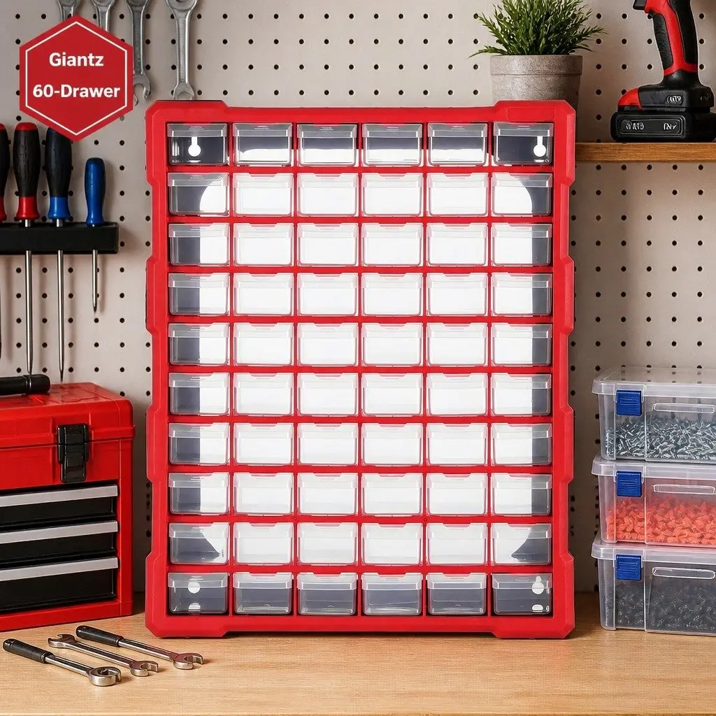 60-Drawer Tool Storage Cabinet Small Parts Organizer Wall-Mount Stackable