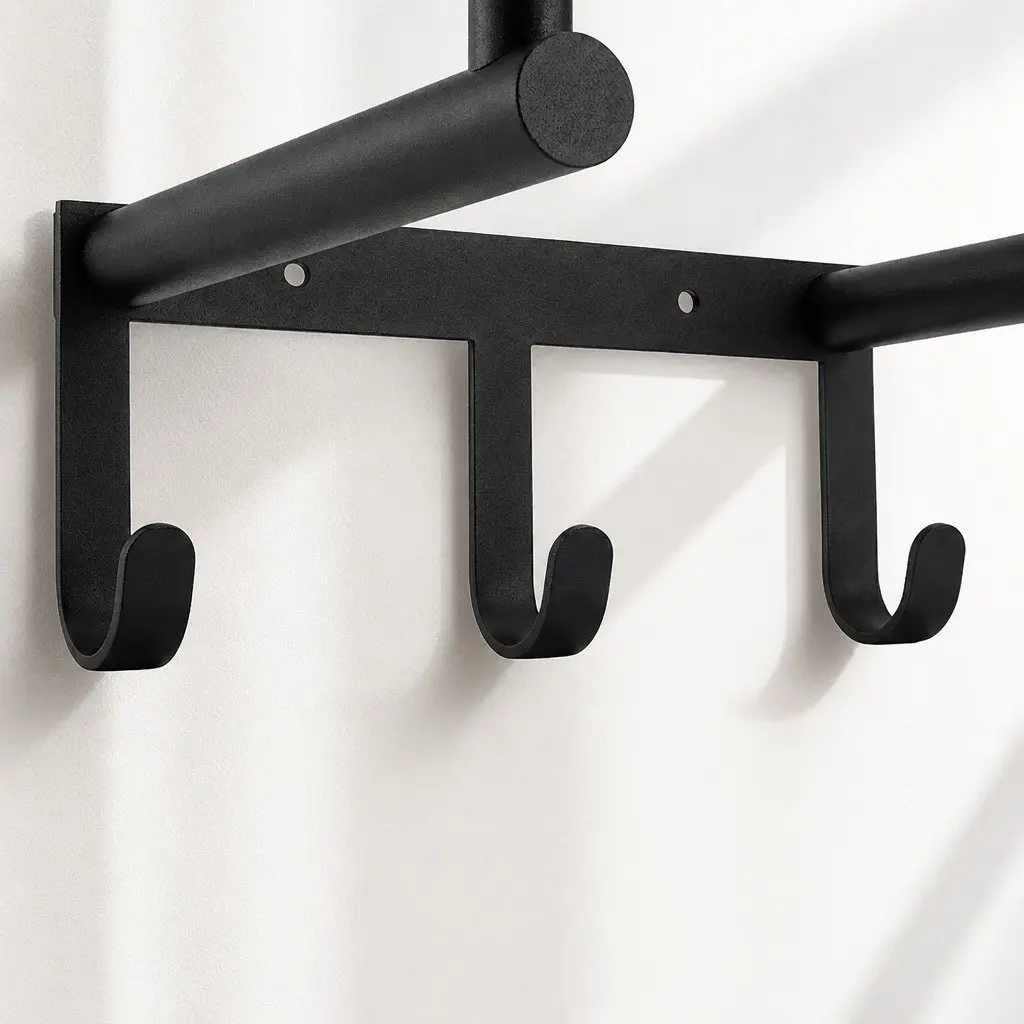 Wall Mounted Towel Rack Bathroom Organizer Shelf Holder 30cm Black