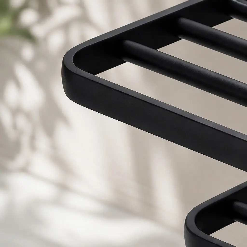 Wall Mounted Towel Rack Bathroom 2 Bar Storage Shelf Black Foldable Rail Holder