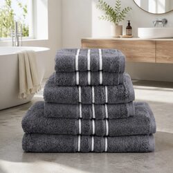Value-Driven 6 Piece Grey Bath Towel Set