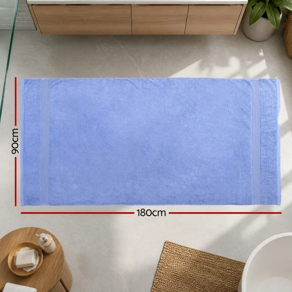Bath Sheets Set Extra Large Cotton Towels 180cm x 90cm Blue 2 Piece