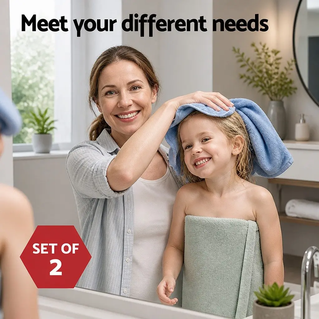 Bath Sheets Set Extra Large Cotton Towels 180cm x 90cm Blue 2 Piece