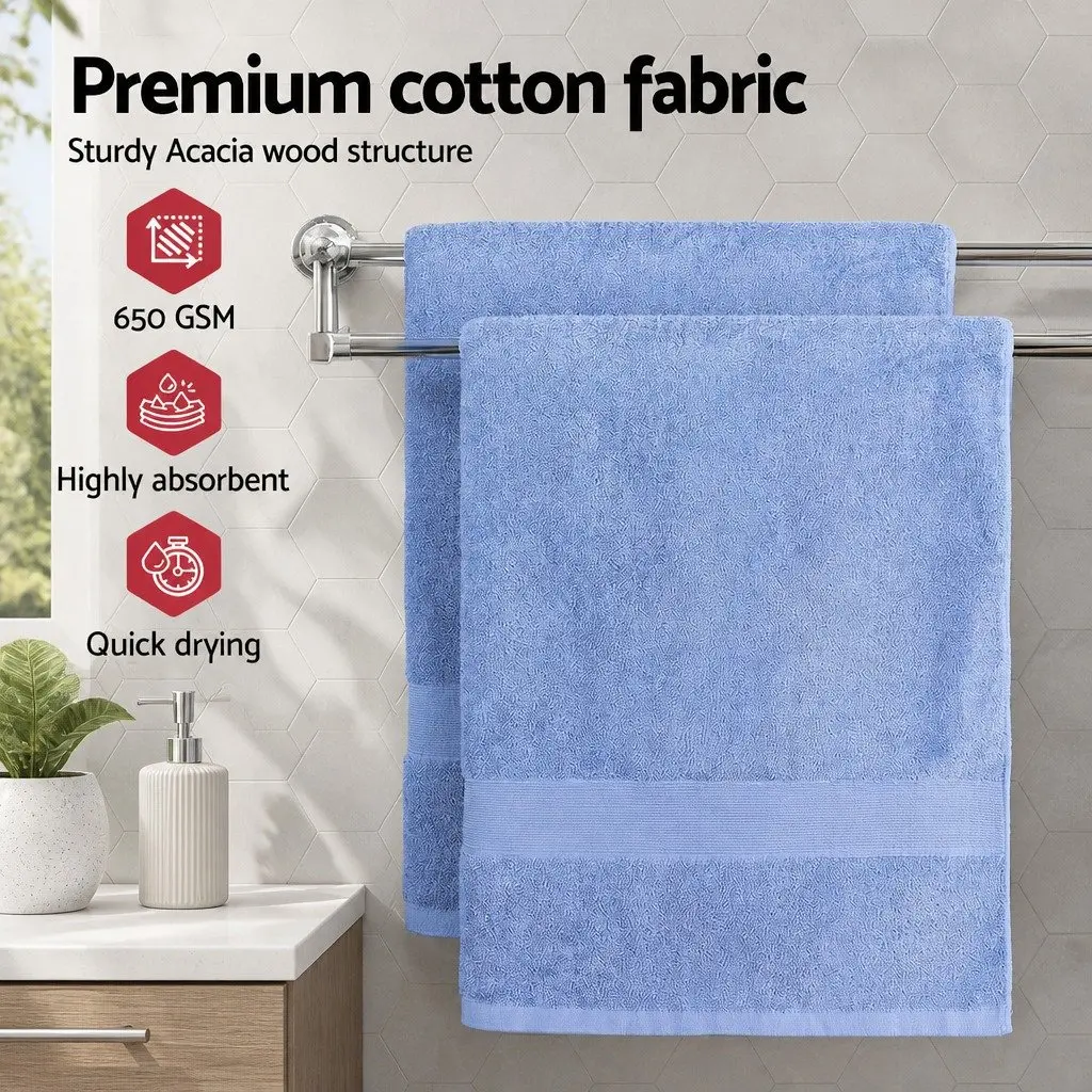 Bath Sheets Set Extra Large Cotton Towels 180cm x 90cm Blue 2 Piece