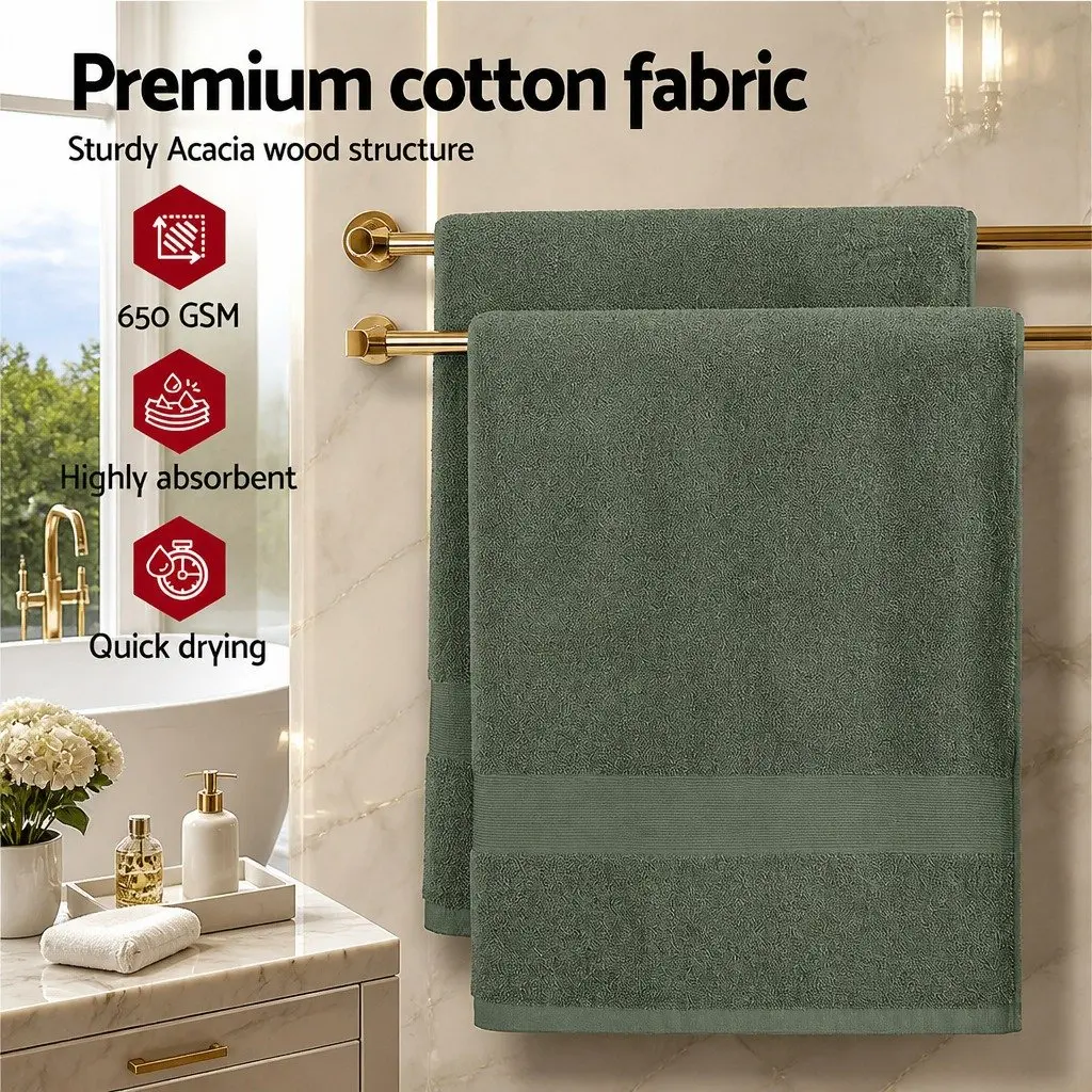 Bath Sheets Set Extra Large Cotton Towels 180cm x 90cm Green 2 Piece