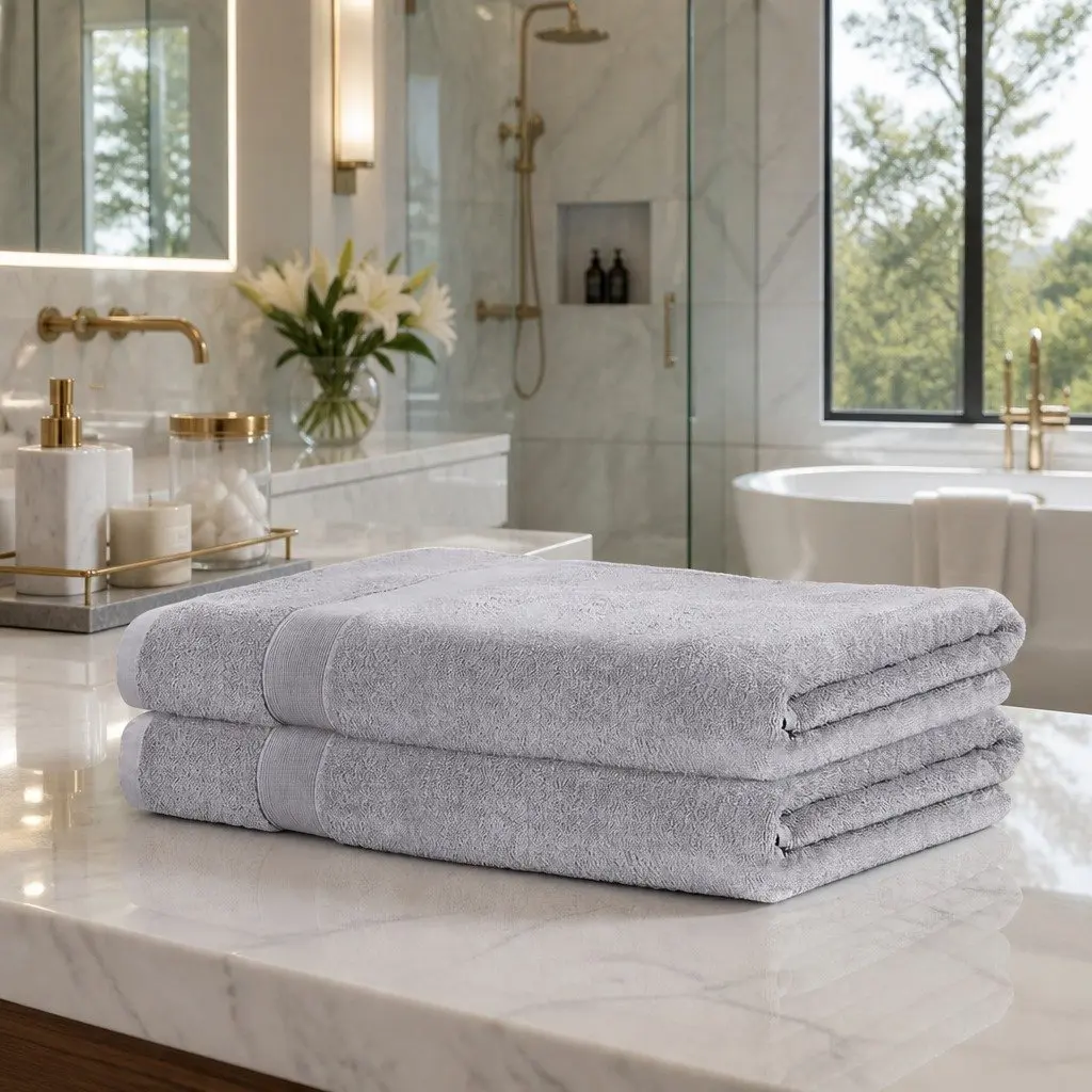 Extra Large Bath Sheets 180cm x 90cm Cotton Towels Grey 2 Piece Set