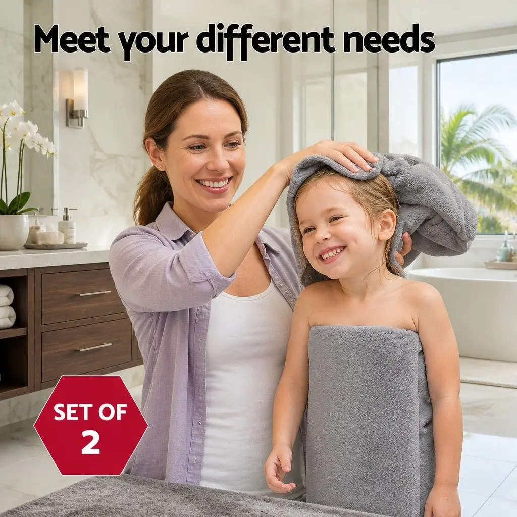 Extra Large Bath Sheets 180cm x 90cm Cotton Towels Grey 2 Piece Set