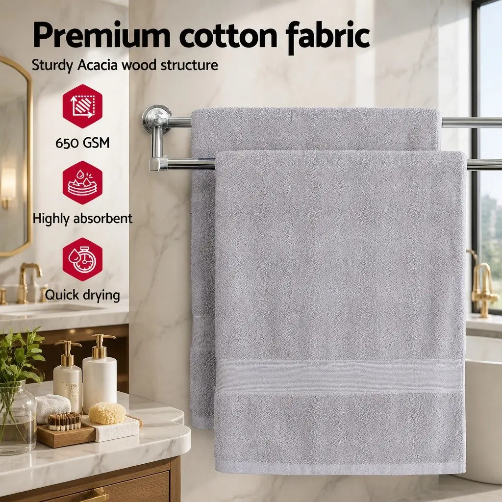 Extra Large Bath Sheets 180cm x 90cm Cotton Towels Grey 2 Piece Set