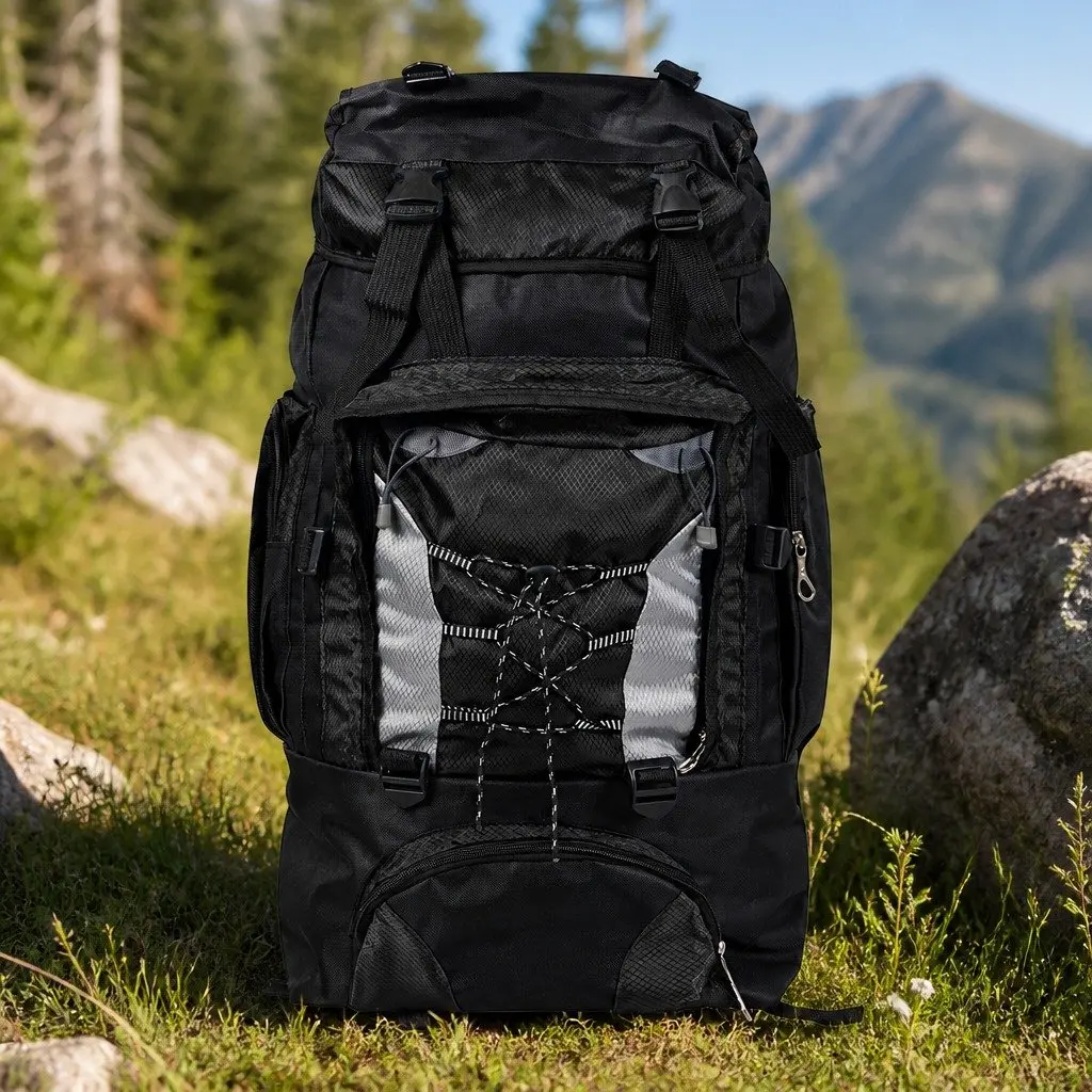 80L Military Backpack Tactical Hiking Camping Travel Rucksack Black