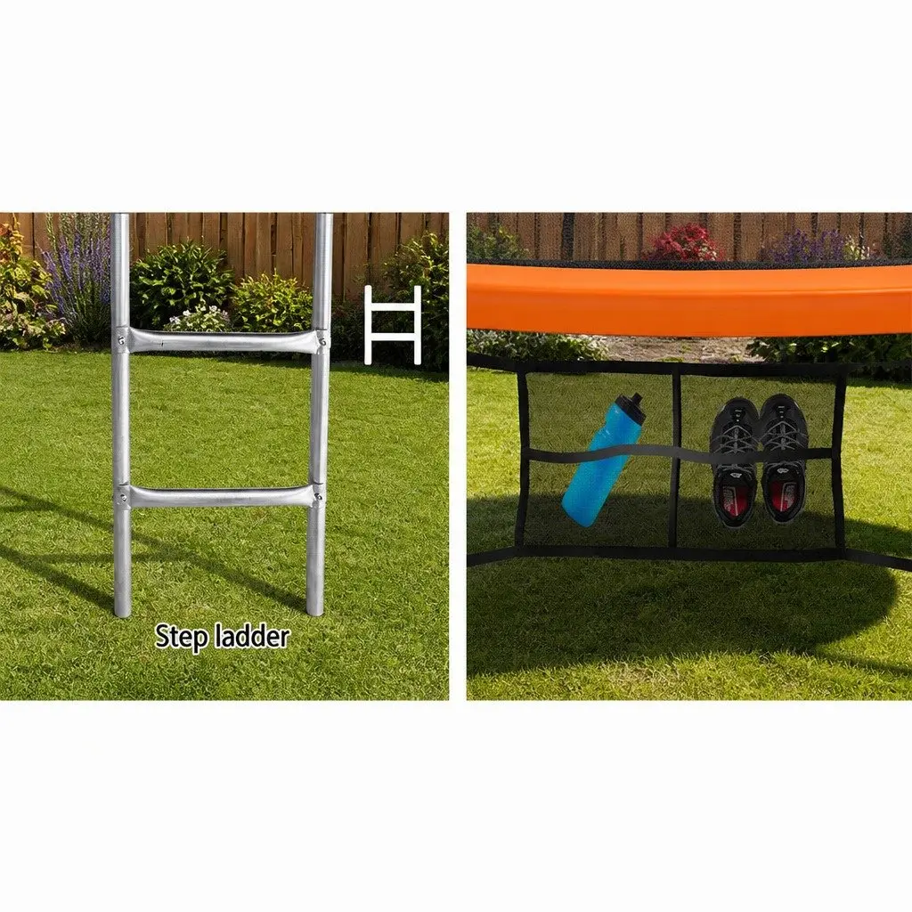 10FT Trampoline Kids Jumping Rebounder Orange with Safety Net Ladder Enclosure
