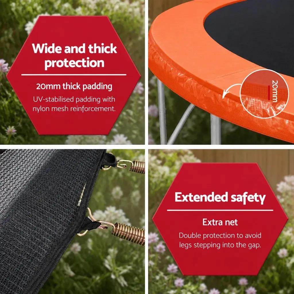 12FT Trampoline for Kids Outdoor Play with Safety Enclosure Net Ladder Basketball Set