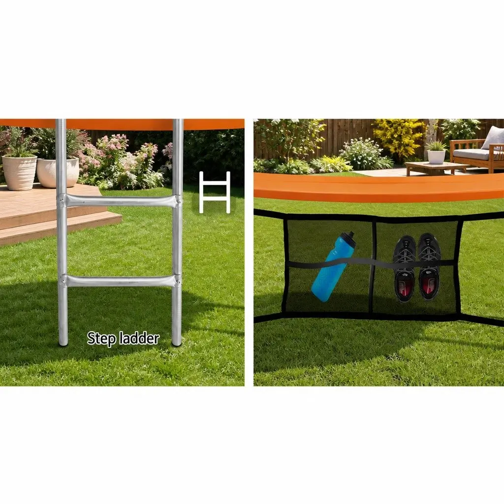 12FT Trampoline for Kids Outdoor Play with Safety Enclosure Net Ladder Basketball Set