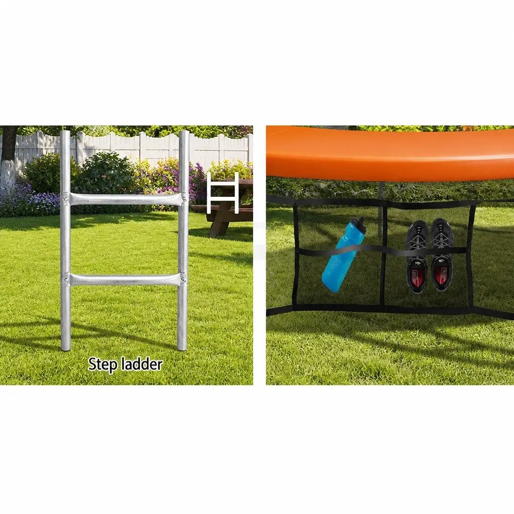14ft Trampoline Rebounder Basketball Hoop Ladder Safety Netting Orange