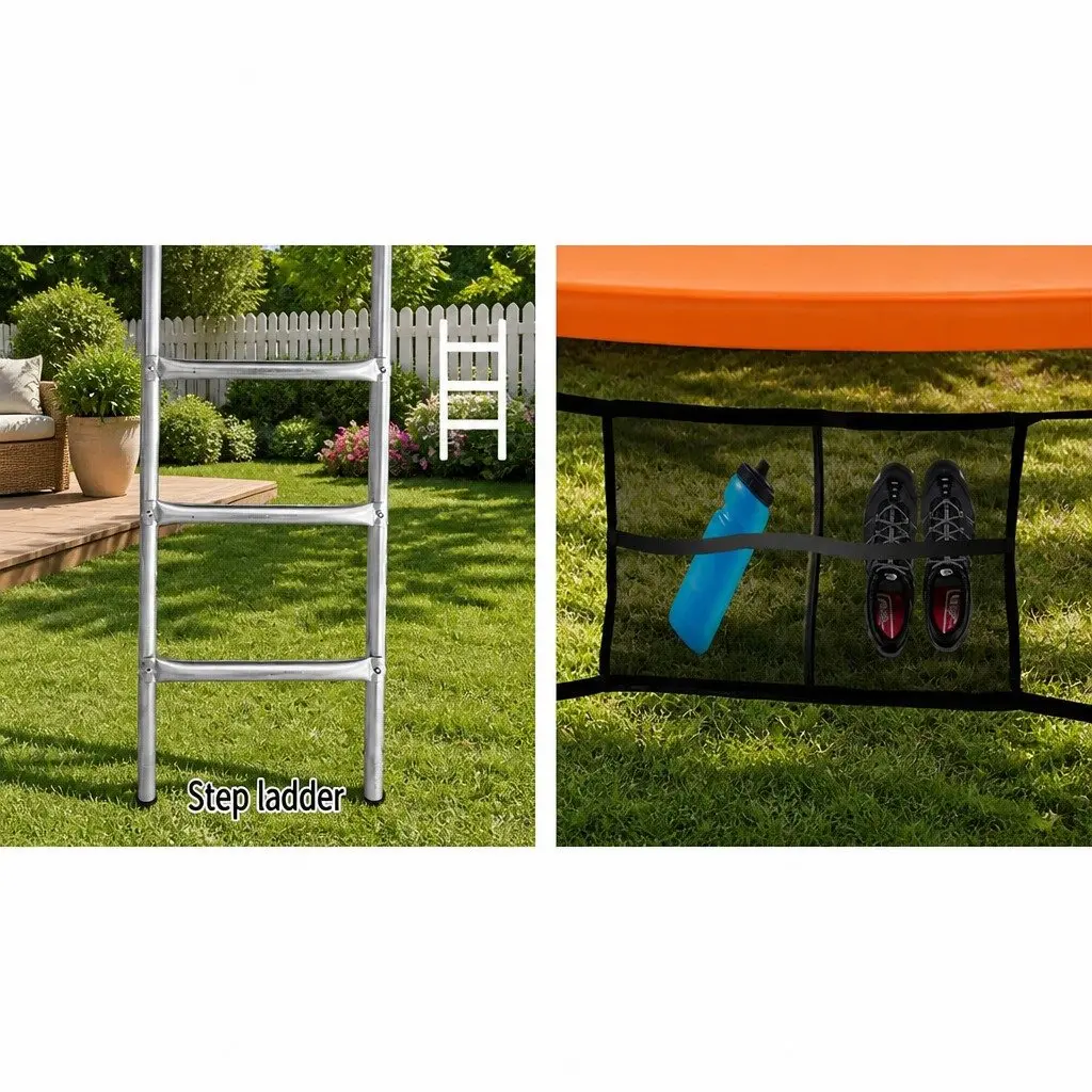 16FT Trampoline for Kids Outdoor Play with Safety Net Ladder Basketball Hoop Orange