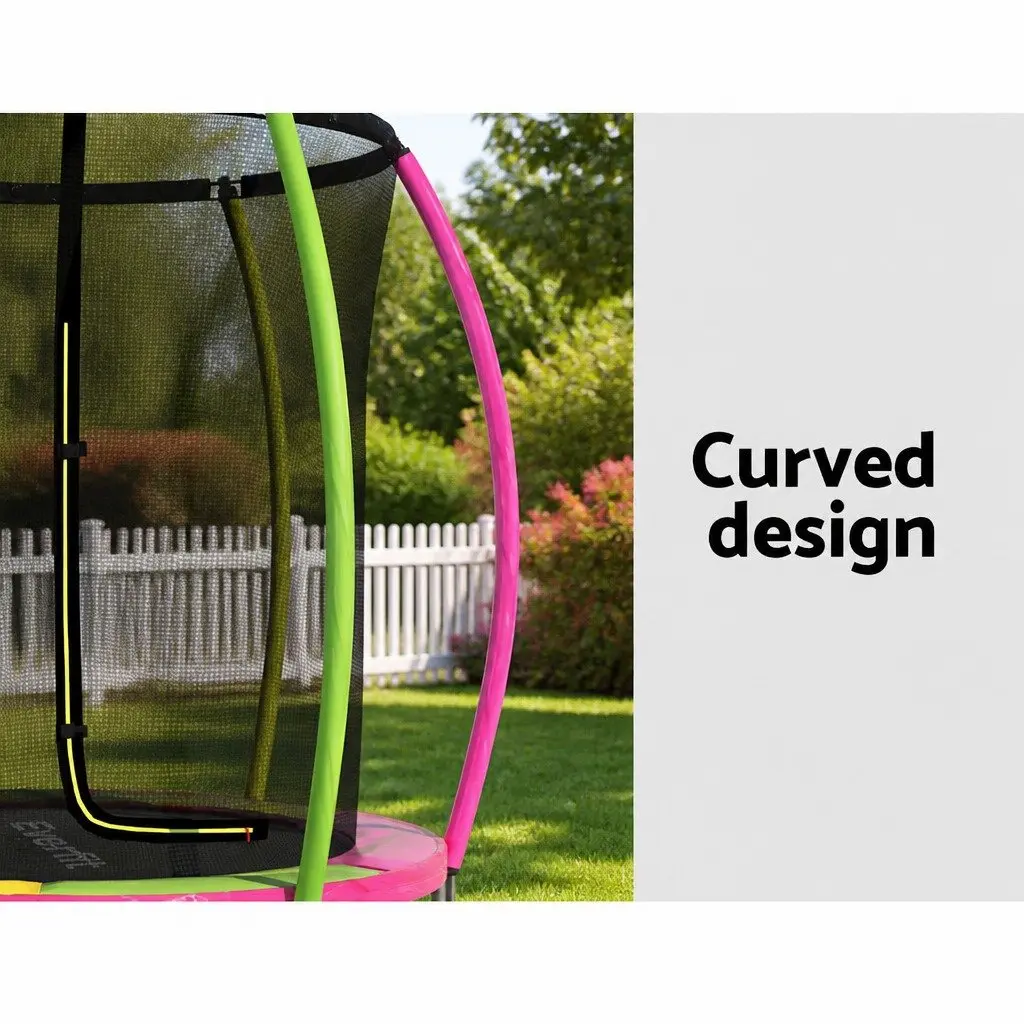 6ft Round Trampoline for Kids Outdoor Play with Enclosed Safety Net Multicolour