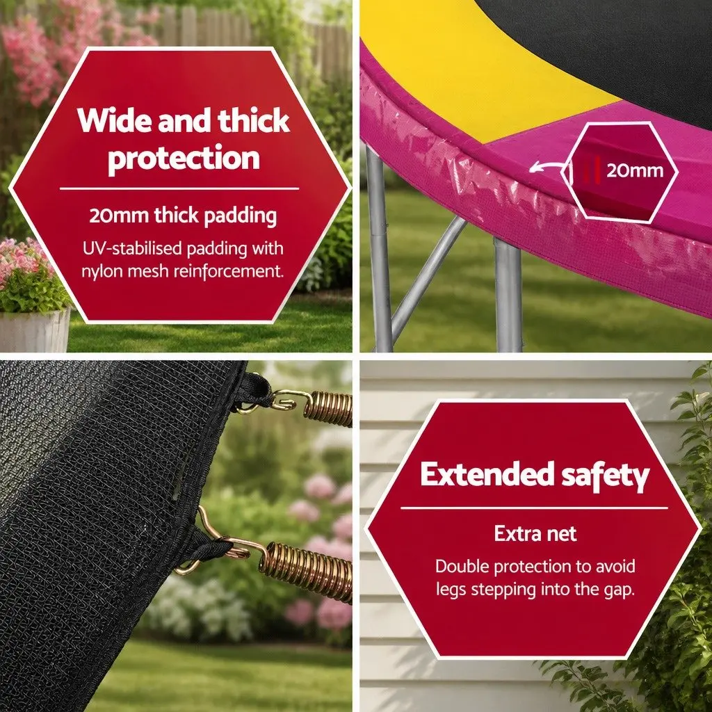 8FT Trampoline for Kids Outdoor Play with Safety Enclosure Net and Ladder Multi-Coloured