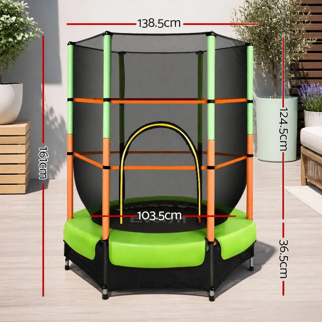 Mini Rebounder Trampoline for Kids 4.5FT with Safety Net Enclosure in Black or Green