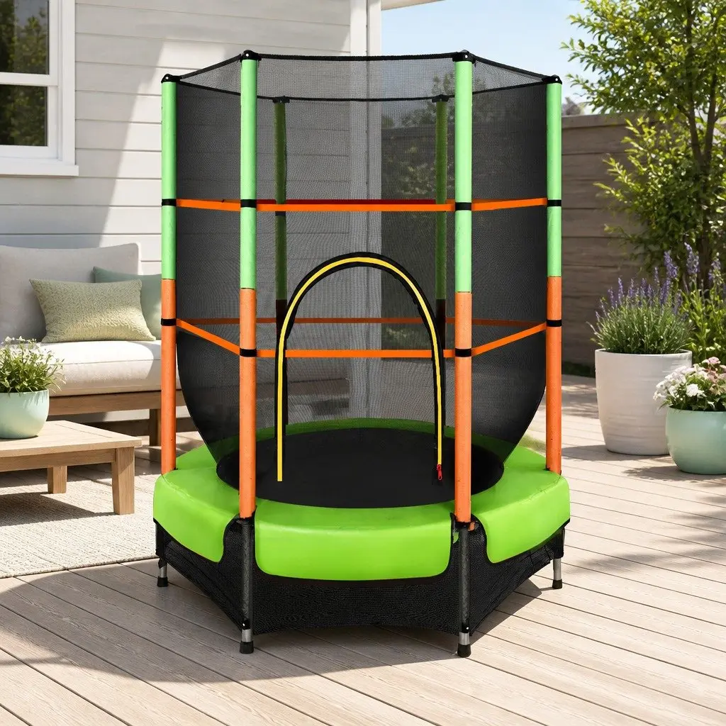 Mini Rebounder Trampoline for Kids 4.5FT with Safety Net Enclosure in Black or Green