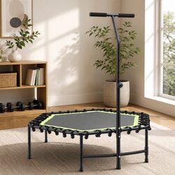 Adjustable Handrail Fitness Trampoline