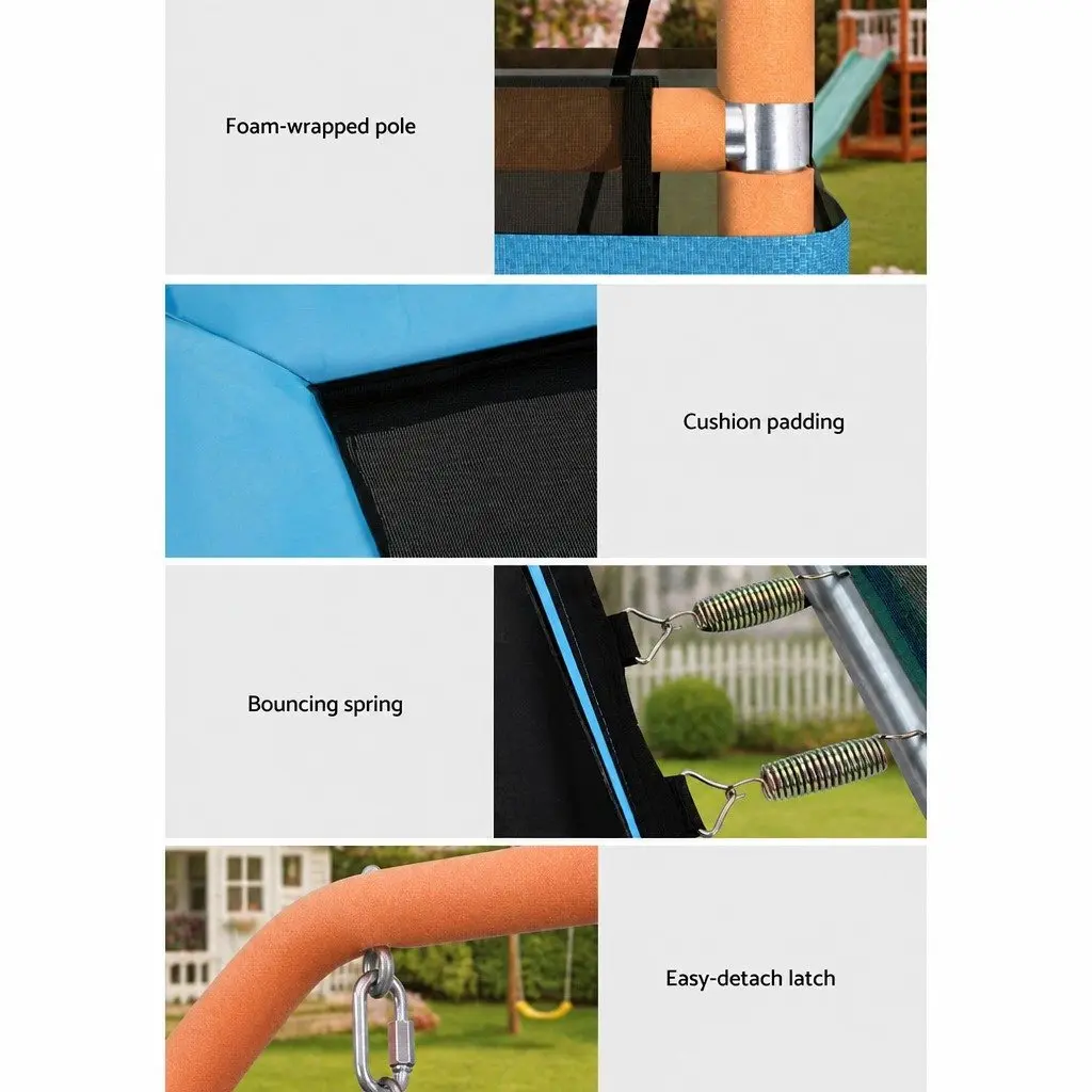 6FT Kids Trampoline Swing Enclosure Safety Net Jumping Mat Orange Blue